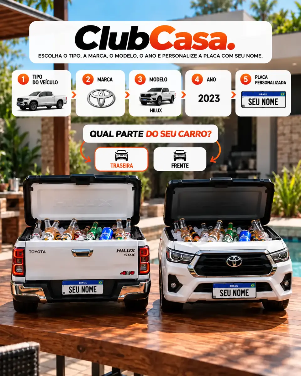 Personalização do ClubCasa com seu carro e seu nome na placa